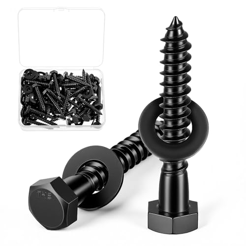 Zonon 50 Pcs 5/16" X 3" Hex Head Lag Screw Bolts Lag Screw Kit, Black - color: Black, size: 5/16" X 3"