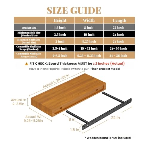 2pcs Floating Shelf Hardware Heavy Duty Hidden Shelf Brackets Support,Wall Mounting Invisible Floating Shelves Bracket with Jig (22" x 8" x 1.5" with Tools) - size: 22" x 8" x 1.5"