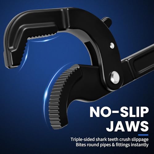 Self-Adjusting Pipe Wrench Set, 10" & 15", Power Grip for Plumbing & Auto Repair, 14-60mm Jaw, Anti-Slip Teeth, Chromium Steel