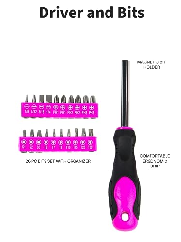 The Original Pink Box PB40TBK 40 Piece Tool Set and Bag, Pink