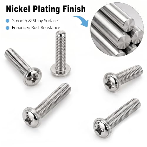 120PCS Assortment，Cabinet Pull and Knob Screws, M4×16/18/20/25/30mm, Machine Screws with Pan Washer Head, Metal Phillips Screws Kit for Drawer, Cupboard, Closet Handle Installation - size: M4×16/18/20/25/30mm