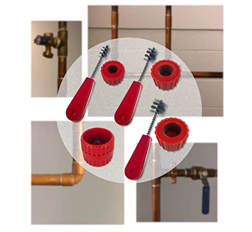 Copper Pipe Cleaner Set [7PC_3-Size] 3 Pipe Cleaning Brushes 3 Fitting Cleaners and 1 Reamer, Clean 1/2, 3/4, 1.0-Inch Pipes & Fittings for Soldering - style: [7PC]Set