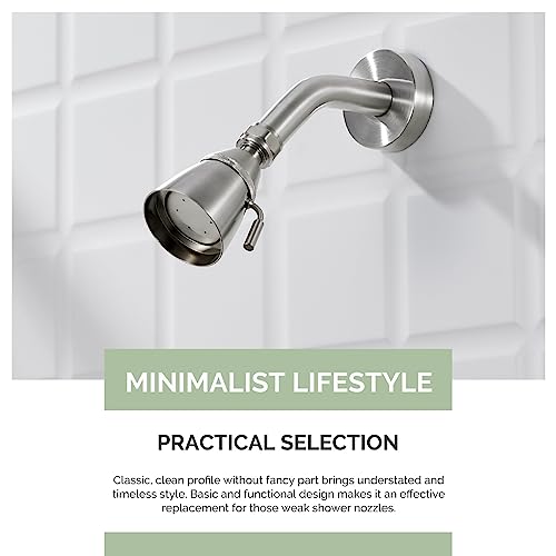 Angle Simple Shower Head High Flow, Brass Shower Sprayer, Brushed Nickel - color: Brushed Nickel