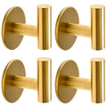 Vuzvuv Brushed Gold Self Adhesive Stainless Steel Towel Hooks (4-Pack) | SUS304, Self-Adhesive, Heavy Duty, Waterproof, Coat Robe Wall Hook for Bathrooms Kitchen Hotel - color: Gold-4 Pcs