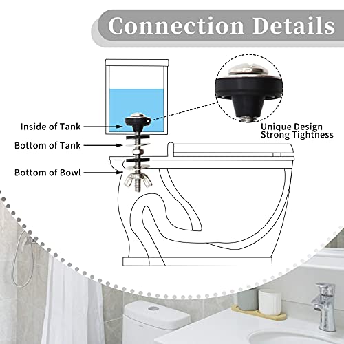 Universal Toilet Tank to Bowl Bolts Kit, Heavy Duty Toilet Bolts, Waterproof Stainless and Rubber Washers Gaskets with Extra Long Nut Screw for Fastening (Silver) (2, Short) - size: Short