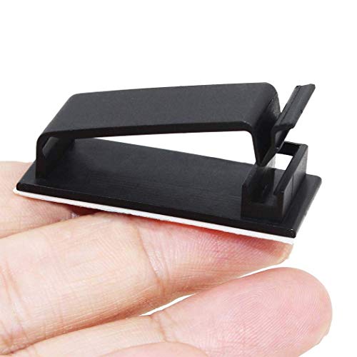 SOULWIT 50Pcs Self Adhesive Cable Management Clips - Black - color: Black