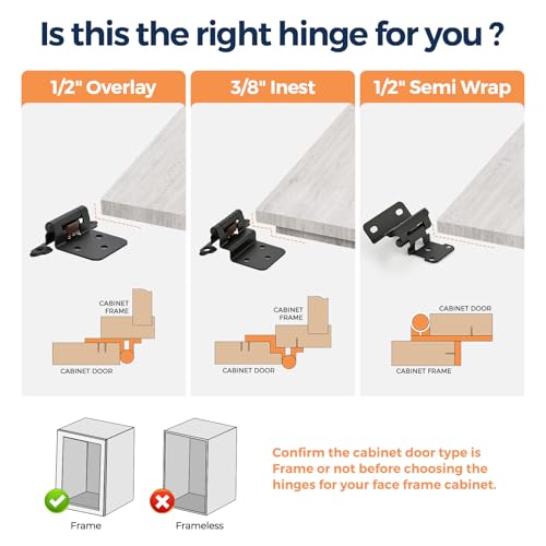 Matte Black Cabinet Hinges, 3/8 Inch Inset, 4 Pack(2Pairs) - color: Matte Black