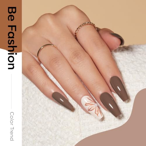 modelones Nude Brown Gel Nail Polish Set, Beige Caramel 6 Fall Colors - color: A A A1 coffee brown