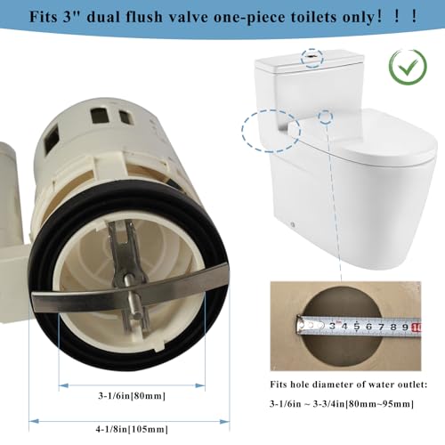 3" Dual Flush Valve Kit Fits for Project Source One-Piece Toilets, Compatible With Glacier Bay Valves Repair Parts, 7.8in Height Toilet Flush Valve Replacement for FLUIDMASTER