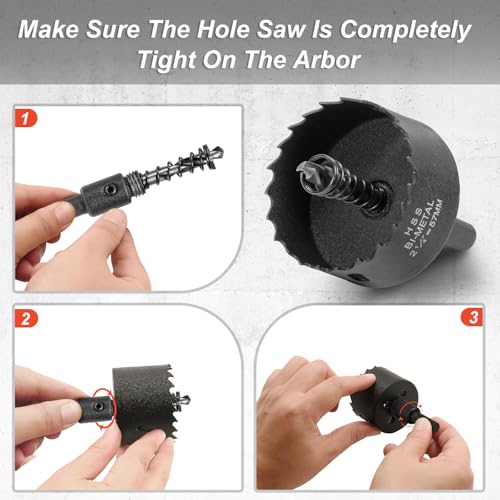 2-1/4 Inch Hole Saw with 9.1mm Triangle Shank Arbor, JTemgle Bi-Metal Hole Saw Heavy Duty Hole Cutting Tool for Cornhole Boards, Recessed Lights, Wood, Plastic, Drywall & Soft Metal - size: 2-1/4"
