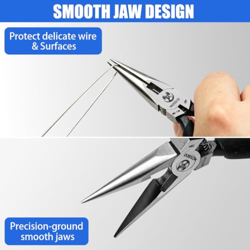 Needle Nose Pliers, 5" Mini Long Nose Pliers with Cutter, Spring Loaded Smooth Jaw Rust-Proof Cr-V Precision Small Needle Nose Pliers for Jewelry Making, Wire Bending, Crafts, Electronic Repair - size: 5''- Smooth Jaw 1 pack