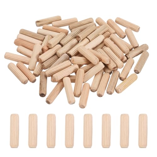 PATIKIL 95 Pcs Wood Dowel Pins 5/16" x 1 1/4" Fluted Wooden Dowels Hardwood Pegs for Woodworking Furniture DIY Crafts Projects Door Art - size: 5/16" x 1 1/4"