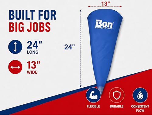 Bon Super-Flex Silicone Grout Bag 24 in. x 13 in. with 3/8 in. Replaceable Stainless Steel Tip for Consistent Mortar Flow