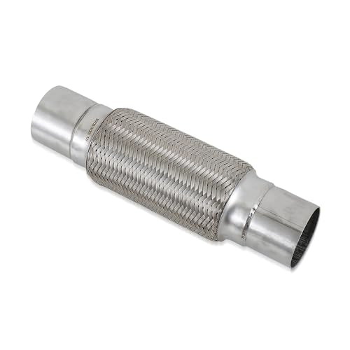 2.5''X8''universal stainless steel Exhaust Flex Pipe with Ends 12" Inch Long Heavy Dutydouble braided bendable exhaust Flex Pipe - size: 2.5''X8''X12''