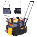 JKAOO Large Rolling Cleaning Caddy Bag with Detachable Trolley, Denim Blue - color: Denim Blue