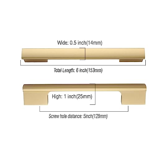 Asidrama 10 Pack 5 Inch(128mm) Brushed Gold Kitchen Cabinet Handles, Cabinet Pulls Gold Kitchen Cabinet Hardware for Cupboard Drawer Handles Dresser Pulls - color: Gold, size: 5" Hole Center(128mm)