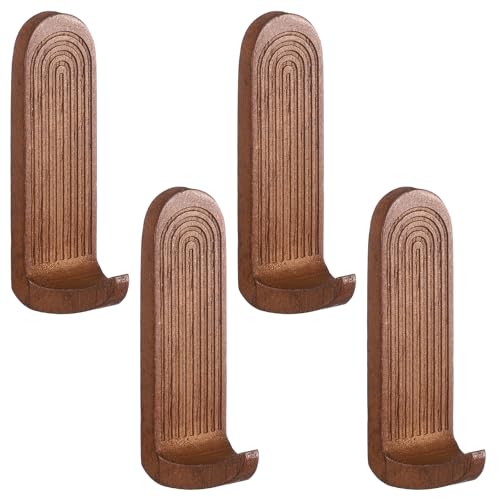 AceOrbit 4 Pcs Rainbow Arch Adhesive Wall Hooks Boho, Brown - color: Brown