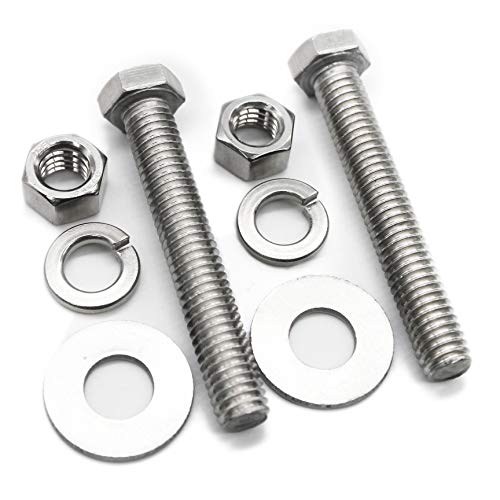 (5 Sets) 5/16-18x4 Stainless Steel Hex Head Screws Bolts, Hex Machine Nuts, Fender Flat Washer& Split Lock Washers, 18-8 (304) S/S, Fully Threaded by Bolt Fullerkreg - size: (5 Sets) 5/16x4"