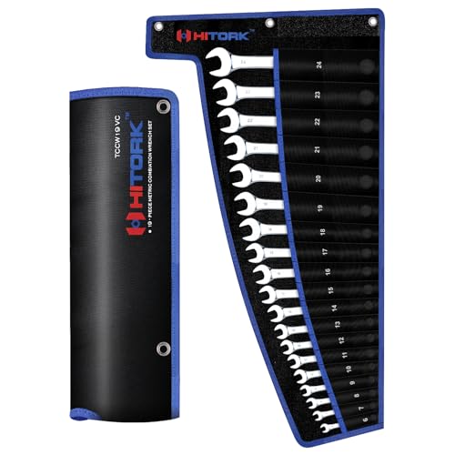 HITORK 19 Piece Metric Combination Wrench Set, 6-24 mm, CR-V, Storage Pouch - style: 19 Piece Set Metric