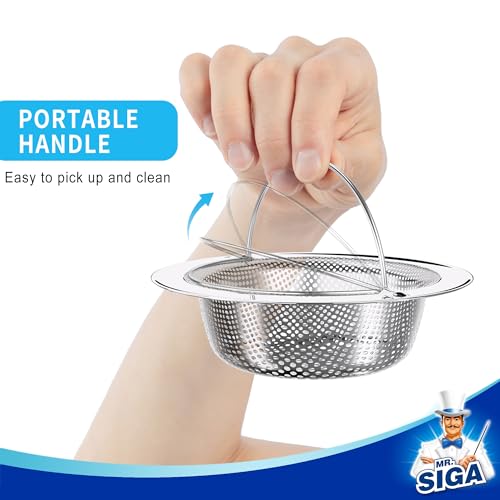 MR.SIGA Kitchen Sink Strainer, Stainless Steel Sink Drain Strainer, 2 Pack