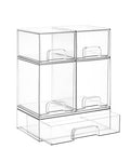 Vtopmart Clear Stackable Storage Drawers Set of 5, Plastic Organizer Bins - style: 2 Small+2 High+1 Wide
