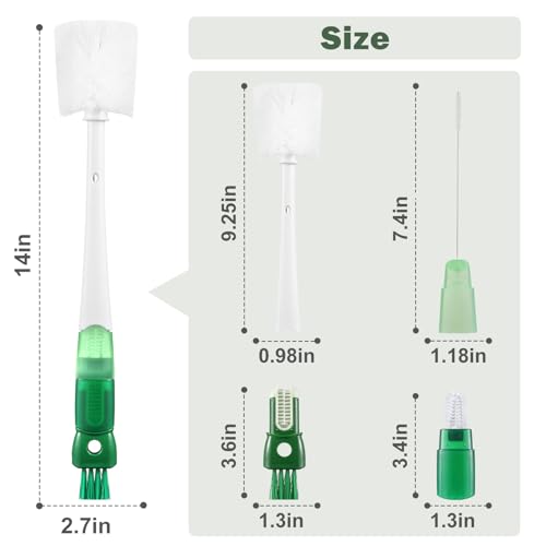 XYFuuee 5Pcs Water Bottle Cleaner Brush Set 5 in 1 Cup Straw Cleaning Brush - color: Green