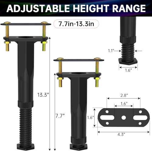4 PCS Adjustable Height Center Support Leg for Bed Frame (7.7"-13.3") - color: 4pcs (7.7"-13.3") Rigid Plastic