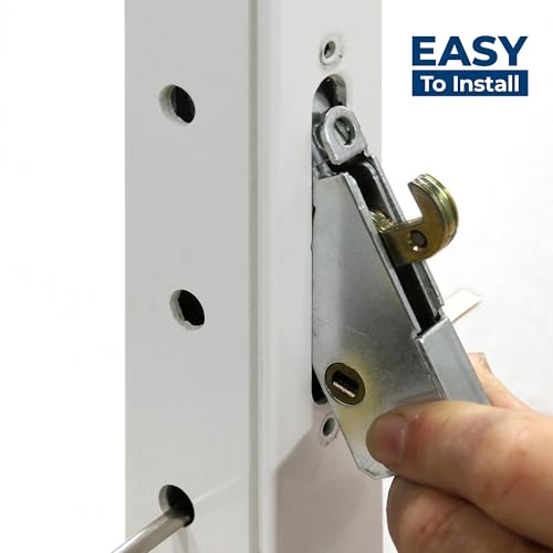 Prime-Line E 2014 Mortise Lock - Adjustable, Spring-Loaded Hook Latch for Sliding Patio Doors Constructed of Wood, Aluminum and Vinyl, 3-11/16 In., 45 Keyway, Round Face (Single Pack) - style: steel