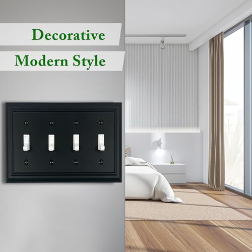 Matte Black Decorative Outlet Covers Wall Plates, Bamboo Fiber Light Switch Covers, Natural Material Electric Receptacle Switch Plate Outlet Cover of various styles (4 Gang Toggle 1 Pack) - size: 4 Gang Toggle 1 Pack