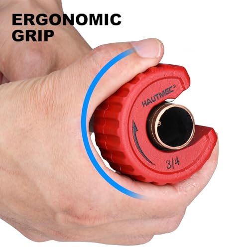 HAUTMEC Copper Tubing Cutter Set 3 PCS Copper Pipe Cutter Tool, In Portable Storage Case, Includes 1/2 in., 3/4 in., and 1 in. Cutters, Reaming Pen, 3 Spare Cutting Wheels, 1 Spare Deburring Blade