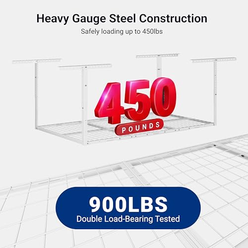FLEXIMOUNTS 3x6 Overhead Garage Storage Adjustable Ceiling Rack, White - color: White, size: 3x6 ft