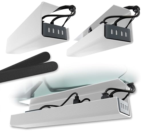 Scanfield Under Desk Cable Management Tray, No-Screw, 17-Inch, 2-Pack White - color: White, size: 2pcs Self Adhesive
