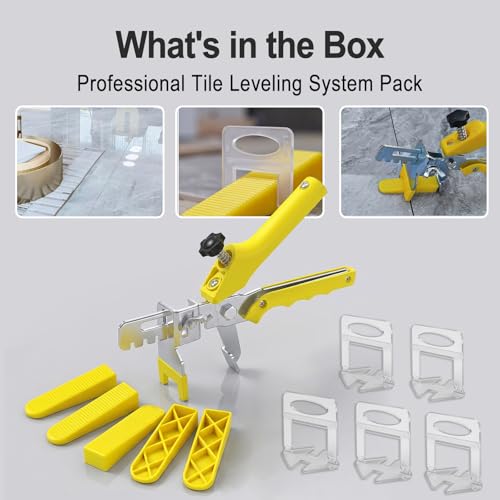 Tile Leveling System with Tile Plier, 1000 Pieces 1/16" Tile Leveler spacers and 210pcs Reusable Tile Wedges for Professional Ceramic Stone Installation - size: 1211pcs 1.5mm Tile Leveling System