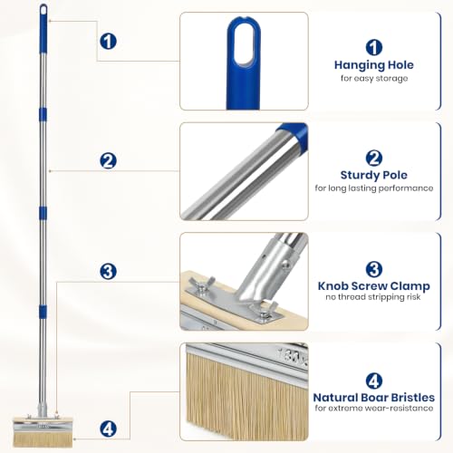 MAVRIZ Deck Stain Brush with 59" Long Handle, Heavy Duty Large Deck Stain Applicator with 3" Small Paint Brush Set for Staining Wood, Fence, Wall, Furniture