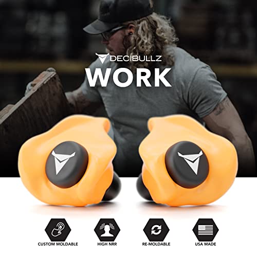 Decibullz Custom Molded Ear Plugs 31dB NRR Shooting Ear Protection (Orange) - color: Orange