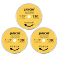 3Pack 5-1/2 Inch 130T Circular Saw Blade 5/8 Inch (16mm) Arbor, Plywood, OSB, Paneling and Vinyl Siding Fast and Smooth Cutting Saw Blade, with 5/8"-1/2" and 5/8"-3/8" Bushing - size: 5-1/2" 130T