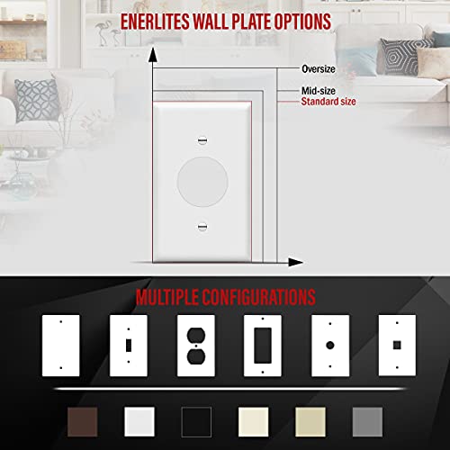 ENERLITES 1.406" Hole Single Receptacle Outlet Wall Plate, Size 1-Gang 4.50" x 2.76", Polycarbonate Thermoplastic, 8851-W, White - color: White, size: Standard Size