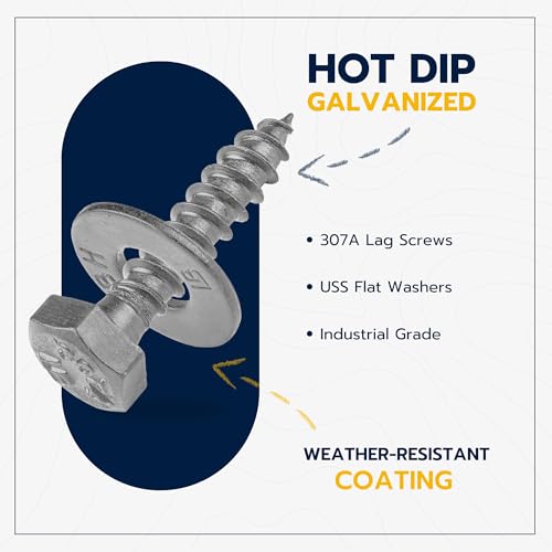 1/4 x 1-1/2 (100 Pack) Lag Screw Kit, 100 Screws and 100 washers, Hot Dip Galvanized, Meets ASME B18.2.1 Industrial/Commercial Grade by Makers Bolt - size: 1/4 x 1-1/2