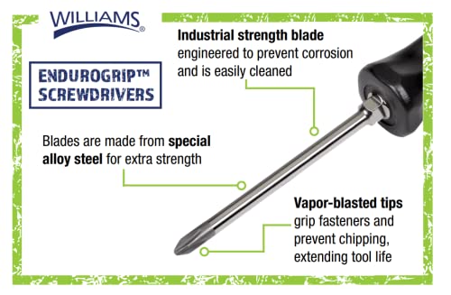 Williams 8-Piece Endurogrip Multi-Size Screwdriver Set, Keystone Slots Hex Bolster & Phillips, Comfort Grip Prevents Slippage, Extra Strength Steel Chrome Blades - style: 8 Piece Mixed