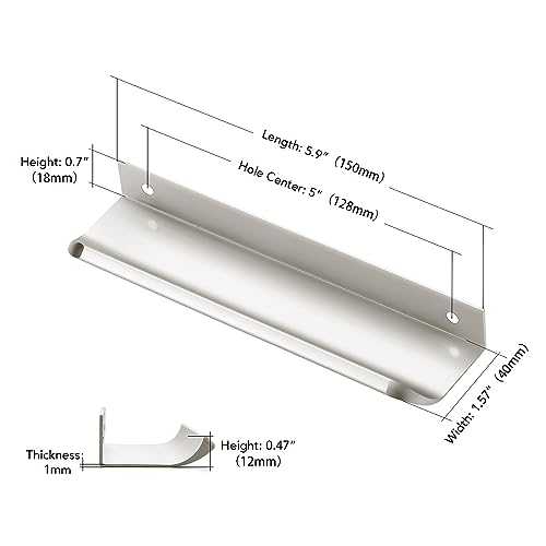 Ravinte Silver Finger Edge Pulls Drawer Edge Pulls 150mm/5.9 inch 6 Pack - size: 5" Hole Center,5.9" Overall Length