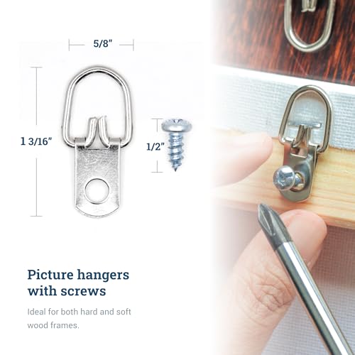 D Ring Picture Hangers with Screws - 300 Pack - Bulk D Rings - Pro Quality Hangers, Picture Hanging Hardware, Dring, Small D Ring Picture Hangers - Picture Hang Solutions. - size: 300 Pack