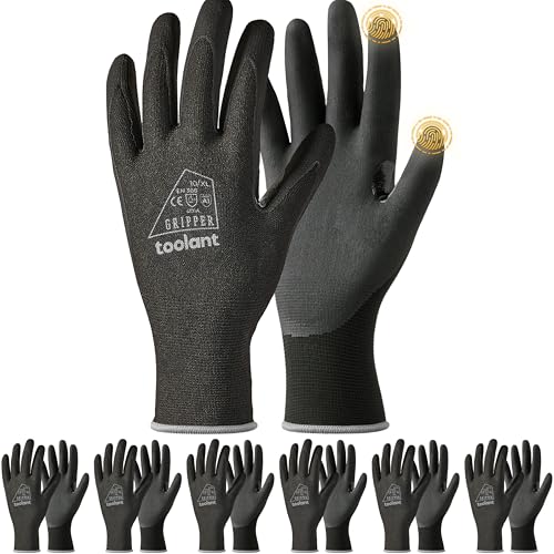 toolant Microfoam Nitrile Work Gloves with Grip, 6 Pairs, Black, X-Large - color: Black-6pairs, size: X-Large