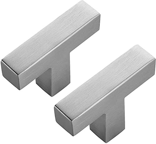 Ravinte 10 Pack Brushed Nickel Square Bar Cabinet Knobs 2in Kitchen Handles | Single Hole, Stainless Steel, Easy Install, Screws Included, Rust-Resistant, Kitchen, Bathroom, Drawers, Cabinets - color: Brushed Nickel