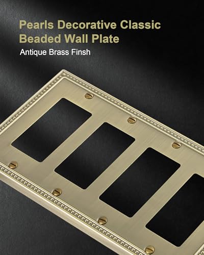 2-Pack Quad Decorator Outlet Cover Plate, Antique Brass - size: Quad Decorator 2PK