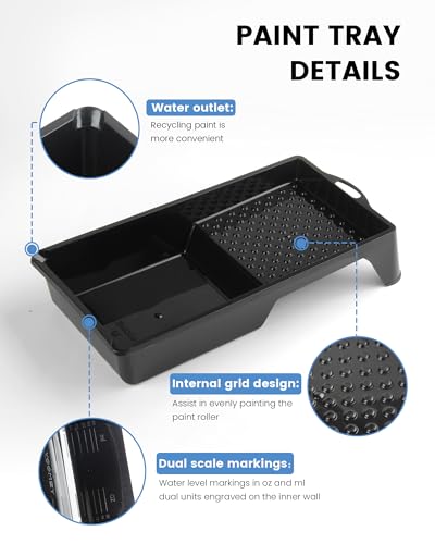 Voomey 4 Inch Paint Tray Set - Paint Tray with 12 Pcs Paint Pan Liners - style: 13 pcs 4 Inch Paint Roller Kit