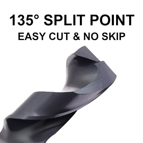 5/8 Drill Bit for Metal and Hardened Steel, M35 Cobalt 1/2 Inch Reduced Shank Industrial Grade Heavy Duty Drill Bit, with Index Storage Case - size: 5/8 in