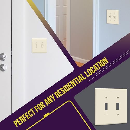 ENERLITES Mid-Size Double Toggle Light Switch Cover Plate, Light Almond - color: Light Almond, size: Mid-Size