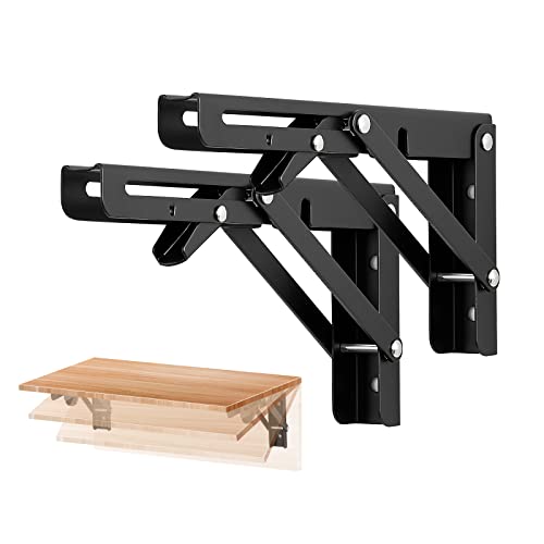 Ravinte Matte Black Folding Shelf Brackets, 8 Inch, 2 Pack - size: 8 Inch