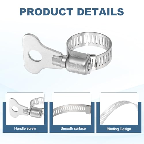 HARFINGTON 4pcs Hose Clamps 0.4"-0.6" (10-16mm) Adjustable 304 Stainless Steel Worm Gear Hose Clamps Assortment Kit for Plumbing Dryer Vent Automotive Dust Collector - size: 10-16mm