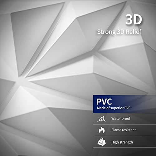 Art3dwallpanels 3D Wall Panels, White, 33 Pack | Modern 3D PVC Wall Tiles, Waterproof Fireproof, 33 Sheets White Pack, Easy DIY Mount for Residential Commercial Accent Wall - color: White